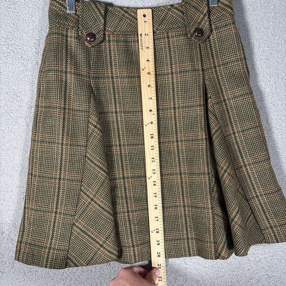 Context Petite Skirt Women’s Size 4P Pleated Tweed Plaid Wool Academia Preppy - Picture 4 of 11